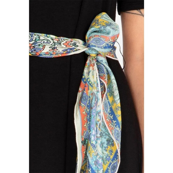 Johnny Was Calme Scarf Tie Black Maxi Long Dress Size XL - Picture 3 of 6